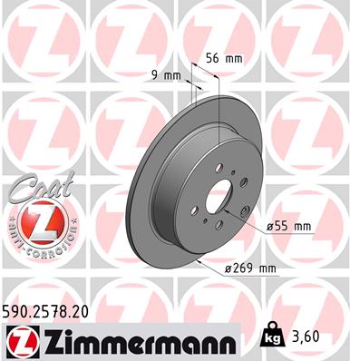 ZIMMERMANN 590.2578.20 Féktárcsa