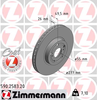 ZIMMERMANN ZIM590.2583.20 féktárcsa