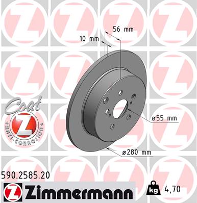 ZIMMERMANN 590.2585.20 Féktárcsa