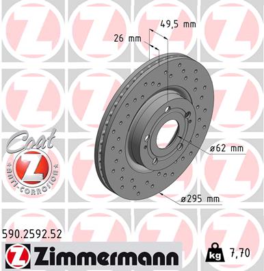 ZIMMERMANN ZIM590.2592.52 féktárcsa