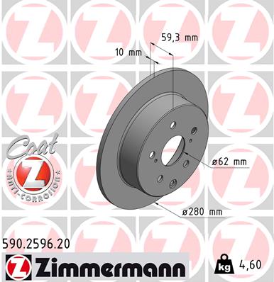 ZIMMERMANN ZIM590.2596.20 féktárcsa