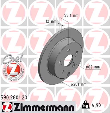 ZIMMERMANN ZIM590.2801.20 féktárcsa