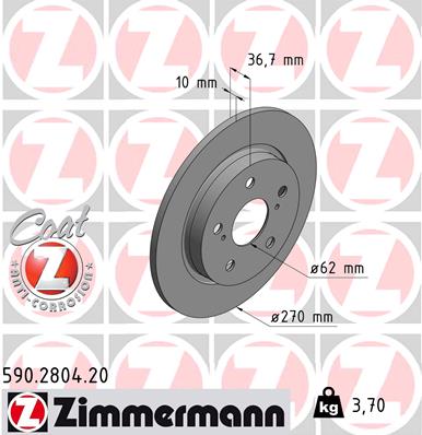 ZIMMERMANN ZIM590.2804.20 féktárcsa