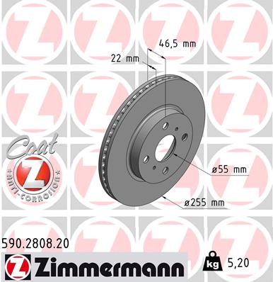 ZIMMERMANN ZIM590.2808.20 féktárcsa