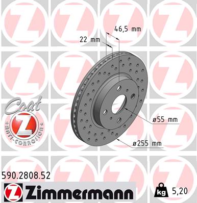 ZIMMERMANN ZIM590.2808.52 féktárcsa