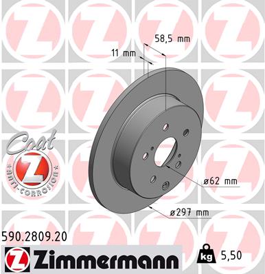 ZIMMERMANN 590.2809.20 Féktárcsa