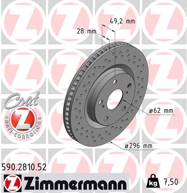 ZIMMERMANN ZIM590.2810.52 féktárcsa