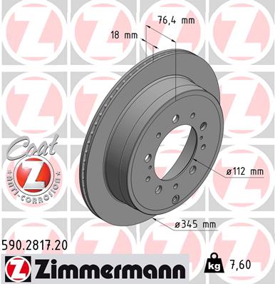 ZIMMERMANN ZIM590.2817.20 féktárcsa