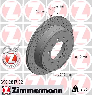 ZIMMERMANN ZIM590.2817.52 féktárcsa