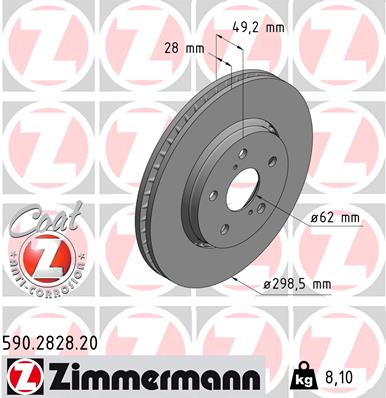 ZIMMERMANN ZIM590.2828.20 féktárcsa