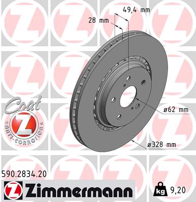 ZIMMERMANN ZIM590.2834.20 féktárcsa