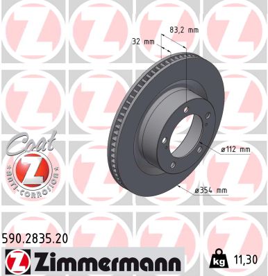 ZIMMERMANN ZIM590.2835.20 féktárcsa