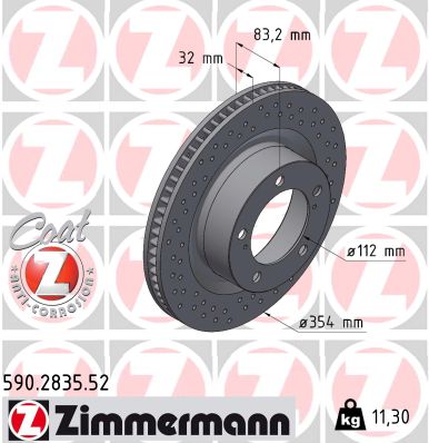 ZIMMERMANN ZIM590.2835.52 féktárcsa