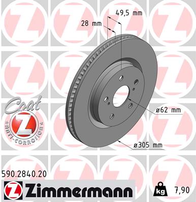 ZIMMERMANN ZIM590.2840.20 féktárcsa