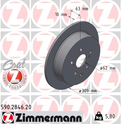 ZIMMERMANN ZIM590.2846.20 féktárcsa