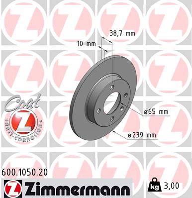 ZIMMERMANN ZIM600.1050.20 féktárcsa