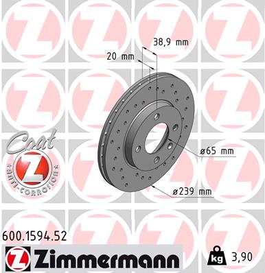 ZIMMERMANN 254468 600.1594.52 - Féktárcsa