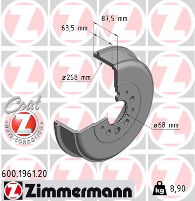 ZIMMERMANN ZIM600.1961.20 fékdob