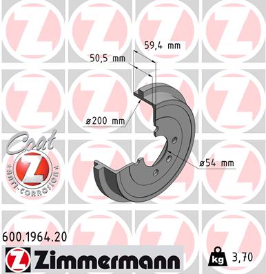 ZIMMERMANN ZIM600.1964.20 fékdob