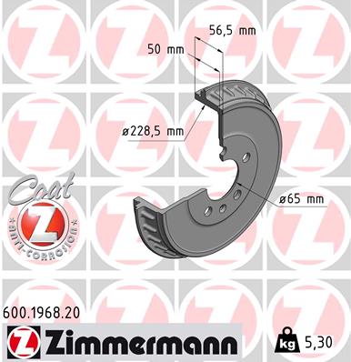 ZIMMERMANN ZIM600.1968.20 fékdob