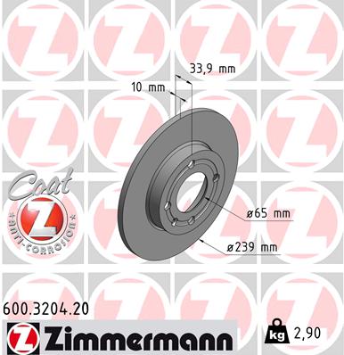 ZIMMERMANN ZIM600.3204.20 féktárcsa