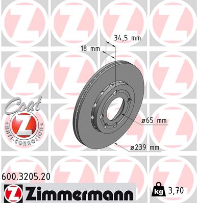 ZIMMERMANN ZIM600.3205.20 féktárcsa