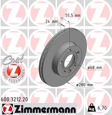 ZIMMERMANN ZIM600.3212.20 féktárcsa