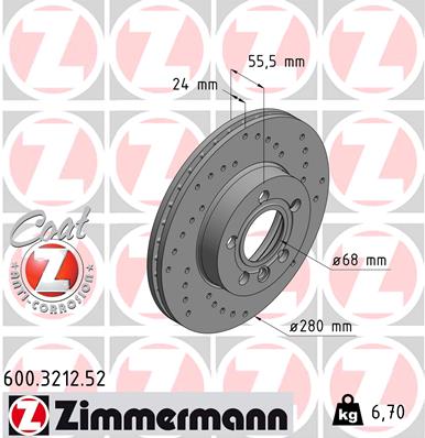 ZIMMERMANN ZIM600.3212.52 féktárcsa