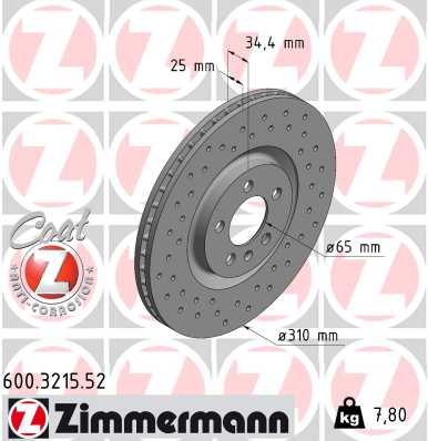 ZIMMERMANN 254479 600.3215.52 - Féktárcsa