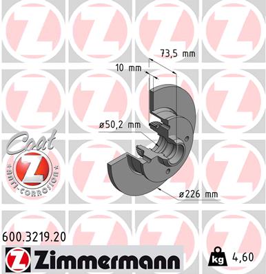 ZIMMERMANN ZIM600.3219.20 féktárcsa