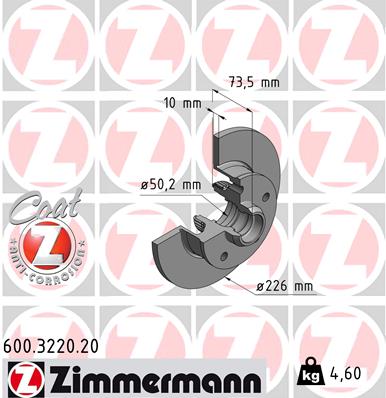 ZIMMERMANN ZIM600.3220.20 féktárcsa