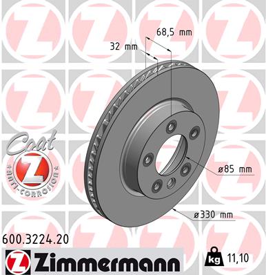 ZIMMERMANN 600.3224.20 Féktárcsa