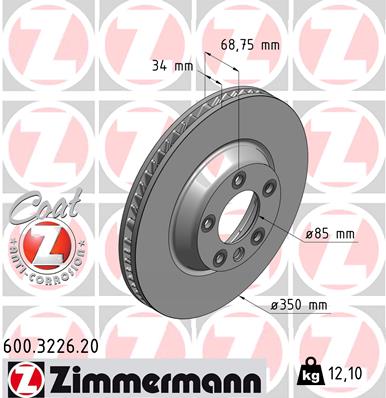 ZIMMERMANN 600.3226.20 Féktárcsa