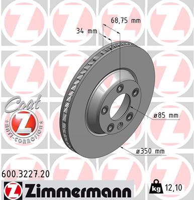 ZIMMERMANN 600.3227.20 Féktárcsa