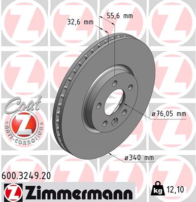 ZIMMERMANN 600.3249.20 600.3249.20 FÉKTÁRCSA (CSAK PÁRBAN RENDELHETO)