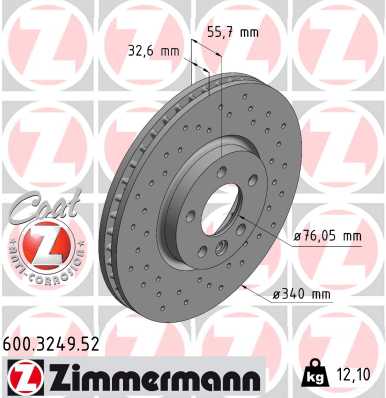 ZIMMERMANN 254490 600.3249.52 - Féktárcsa