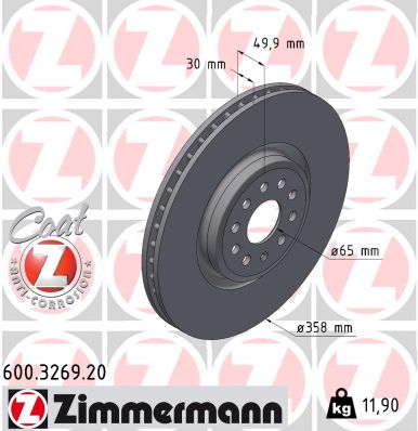 ZIMMERMANN ZIM600.3269.20 Féktárcsa