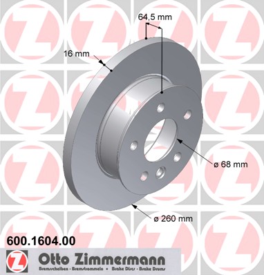 ZIMMERMANN 600.1604.00 Féktárcsa