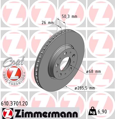 ZIMMERMANN ZIM610.3701.20 féktárcsa