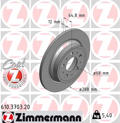 ZIMMERMANN ZIM610.3703.20 féktárcsa