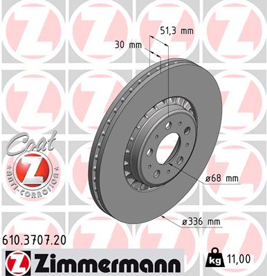 ZIMMERMANN ZIM610.3707.20 féktárcsa