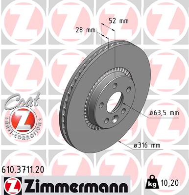 ZIMMERMANN 610.3711.20 Féktárcsa