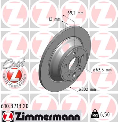 ZIMMERMANN ZIM610.3713.20 féktárcsa