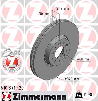 ZIMMERMANN ZIM610.3719.20 féktárcsa