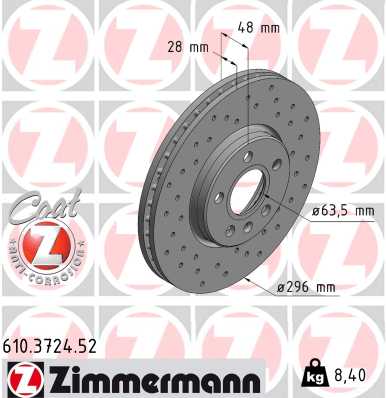 ZIMMERMANN 422952 610.3724.52 - Féktárcsa