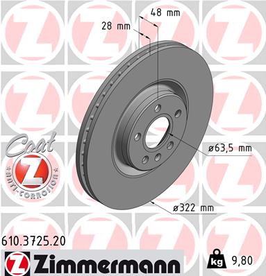 ZIMMERMANN ZIM610.3725.20 féktárcsa