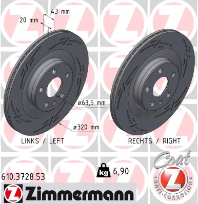 ZIMMERMANN ZIM610.3728.53 féktárcsa