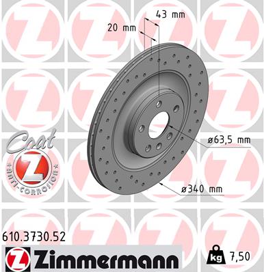 ZIMMERMANN 367765 610.3730.52 - Féktárcsa