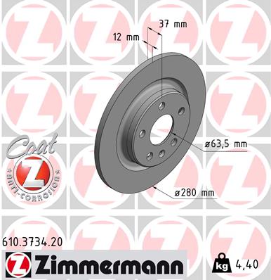 ZIMMERMANN ZIM610.3734.20 féktárcsa