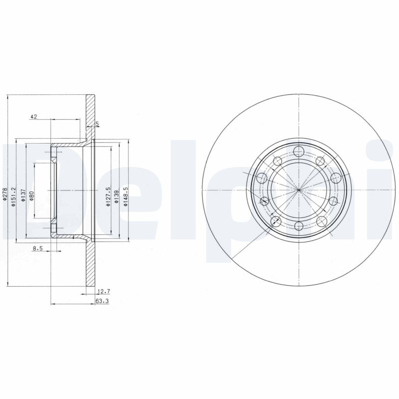 DELPHI DLP BG2259 Féktárcsa